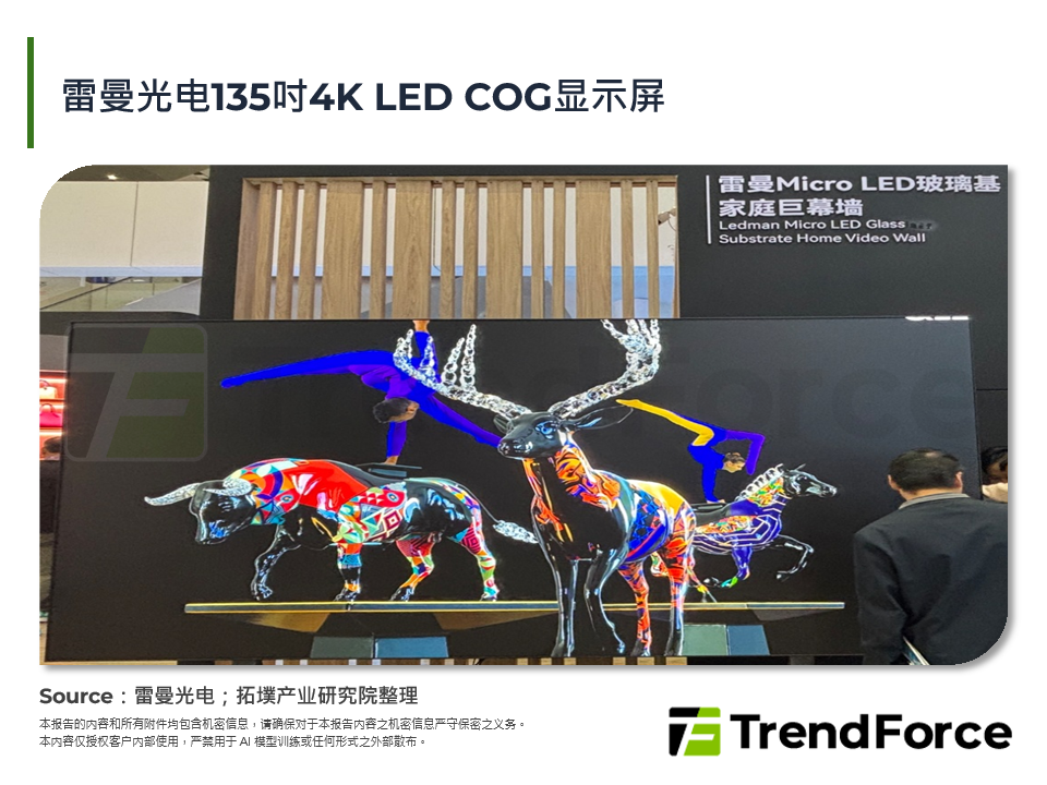 雷曼光电135吋4K LED COG显示屏